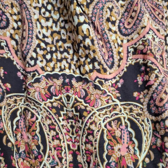 Maeve Paisley Boho Smocked Tunic Dress Square Neck Long Sleeve Milou Womens L - Picture 10 of 12